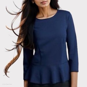 classic peplum top navy blue